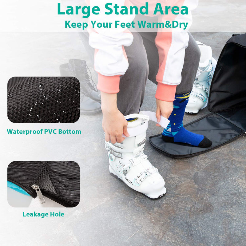 PENGDA Ski Boot Bag -Ski Boots Snowboard Boots Bag Waterproof Travel Boot Bag for Ski Helmets, Goggles, Gloves, Ski Apparel & Boot Storage(2 Separate Compartments) Black Blue - BeesActive Australia