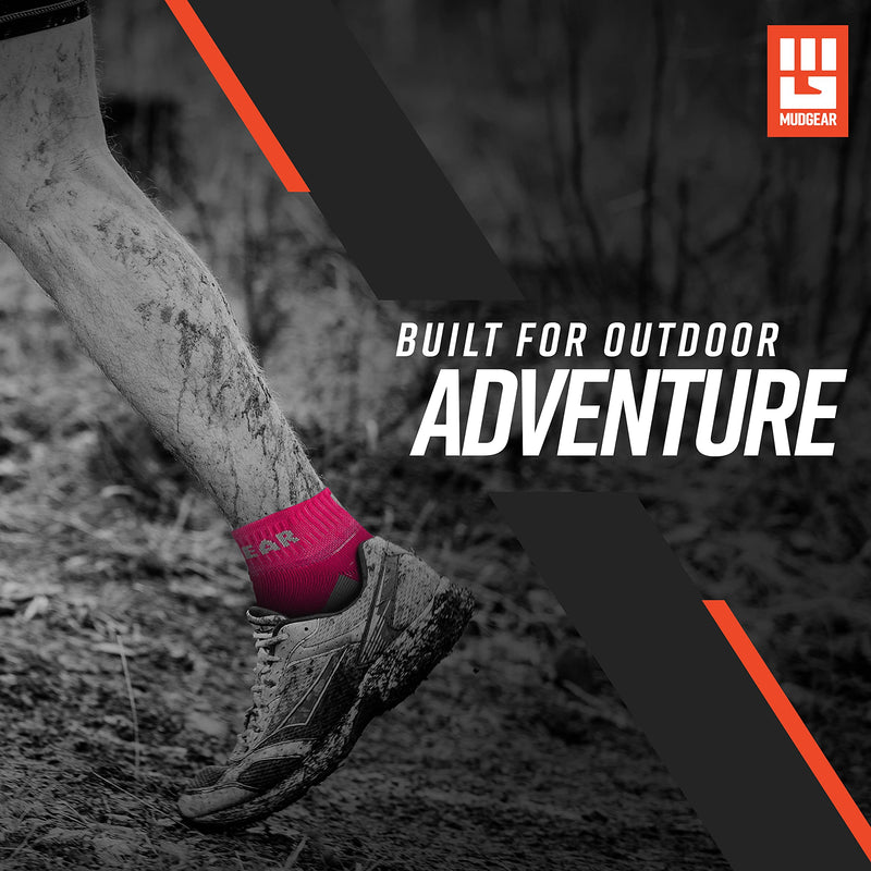MudGear Quarter Length Trail Running Socks - Men and Women - Running, Hiking, Cycling, and More, 2-Pack Pink/Gray Medium - BeesActive Australia