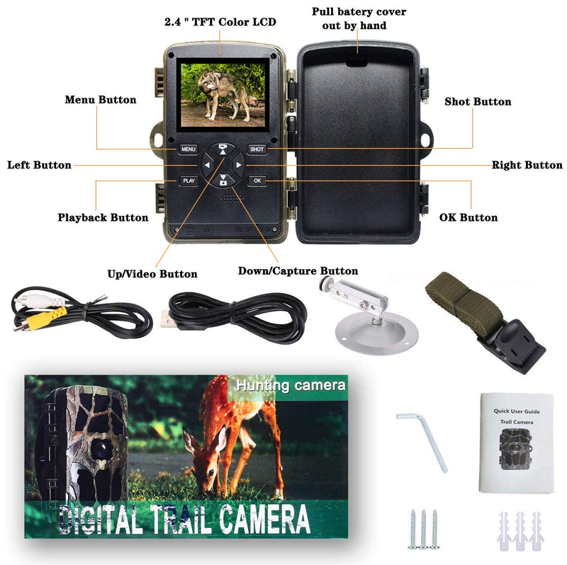 Trail Game Camera 4K 20MP, Hunting Camera with Night Vision Motion Activated Waterproof Camera 0.2s Trigger Time Scouting Cam 2.4” LCD IR LEDs 120° Wide Angle for Wildlife Home Monitoring Trail Game Camera-A - BeesActive Australia