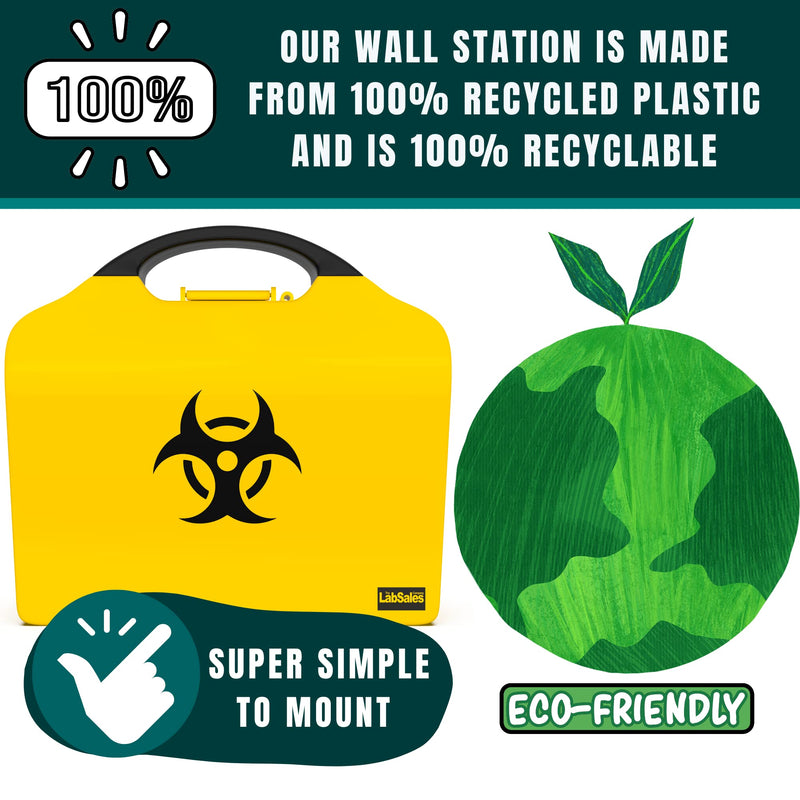 Labsales Wall Mountable Biohazard Spill Clean up kit, Body Fluid Emergency Kit for Vomit, Blood, Sick Urine and Mucus, Bright Stand Out Case Made from 100% Recycled Plastic, Case of 2 Kits Two Body Fluid Kits In Box - BeesActive Australia