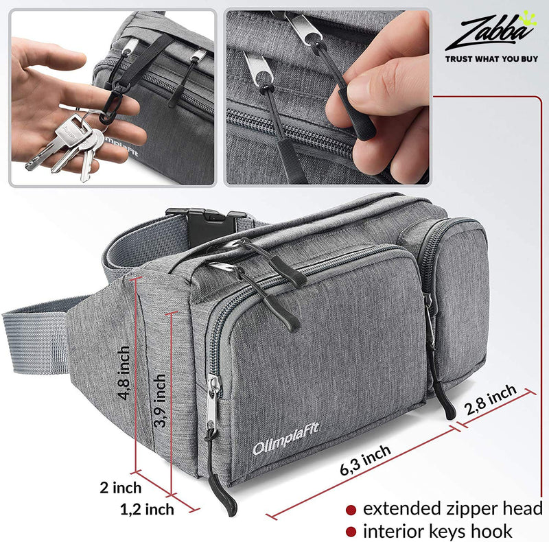 [AUSTRALIA] - Fanny Pack For Women & Men Cute Waist Bag - Hiking Travel Camp Running - Headphone Hole, Money Belt with 6 Pockets, Strap Extension - Easy Carry Any Phone, Passport, Wallet - Water Resistant Holder Black 