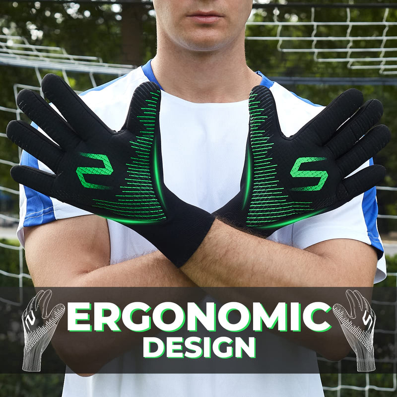 WVVOU Goalie Gloves, Goalkeeper Gloves, Soccer Gloves, Breathable Soccer Goalie Gloves, Negative Cut, 4mm Latex, for Youth and Adult Green 10 - BeesActive Australia