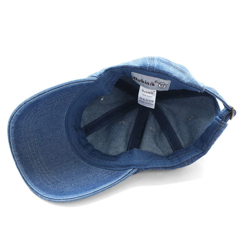 Dubinik Washed Distressed Cotton Denim Criss-Cross Ponytail Hat Baseball Cap Bundle Hair Tie Denim Blue-q - BeesActive Australia