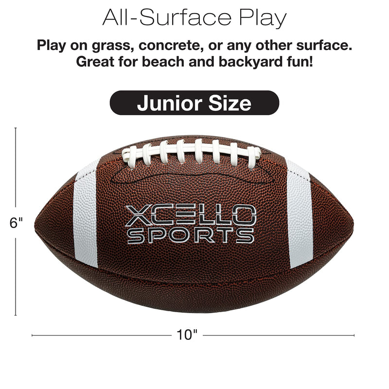 Xcello Sports JR Football Assortment w/Pump (Pack of 2) Black/Green & Brown/White Junior - 10" - BeesActive Australia
