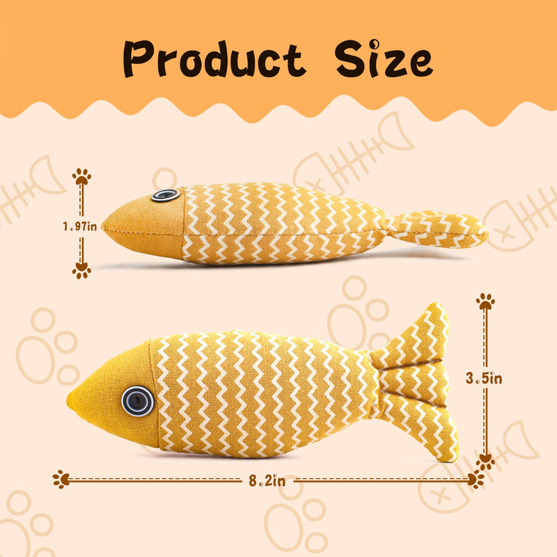 Homelifthub Cat Pillow Toy for Indoor Cats Fluffy Cat Calming Toy, Soft Cat Catnip Toys Pillow, Linen Chew Kitten Toy, Cute Fish Pillow for Cat Sleeping 3pack (red+yellow+grey) - BeesActive Australia