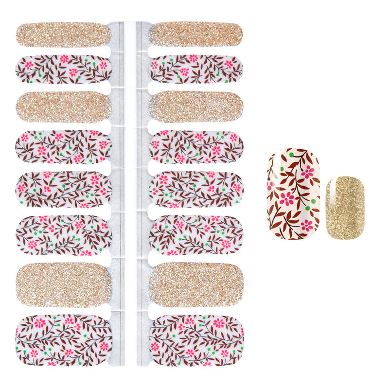 SILPECWEE 5 Sheets Adhesive Nail Polish Stickers Strips with 1Pc Nail File Flower Design Full Wraps Nail Art Decals Manicure Accessories NO1 - BeesActive Australia