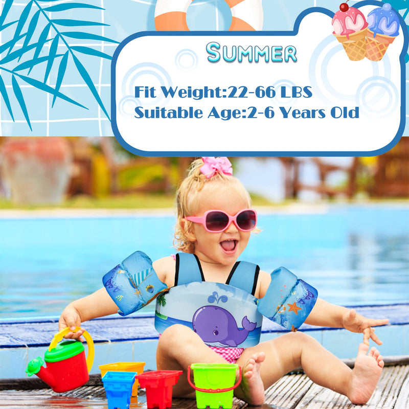 Elejolie Kid Swim Vest for Child Learn Swiming Training,Infant Safety Swim Aid Jacket for Toddler 2 3 4 5 6 Years Old ,Arm Wings for Baby 22-66lbs C-Whale - BeesActive Australia