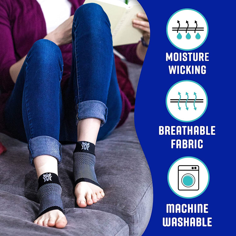 Bitly Plantar Fasciitis Compression Socks for Women & Men - Best Ankle Compression Sleeve, Nano Brace for Everyday Use - Provides Arch Support & Heel Pain Relief (Black, Medium) Black 1 - BeesActive Australia