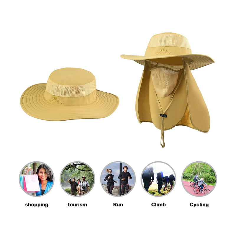 KOOLSOLY Fishing Hat,Sun Cap with UPF 50+ Sun Protection and Neck Flap,for Man and Women Khaki - BeesActive Australia