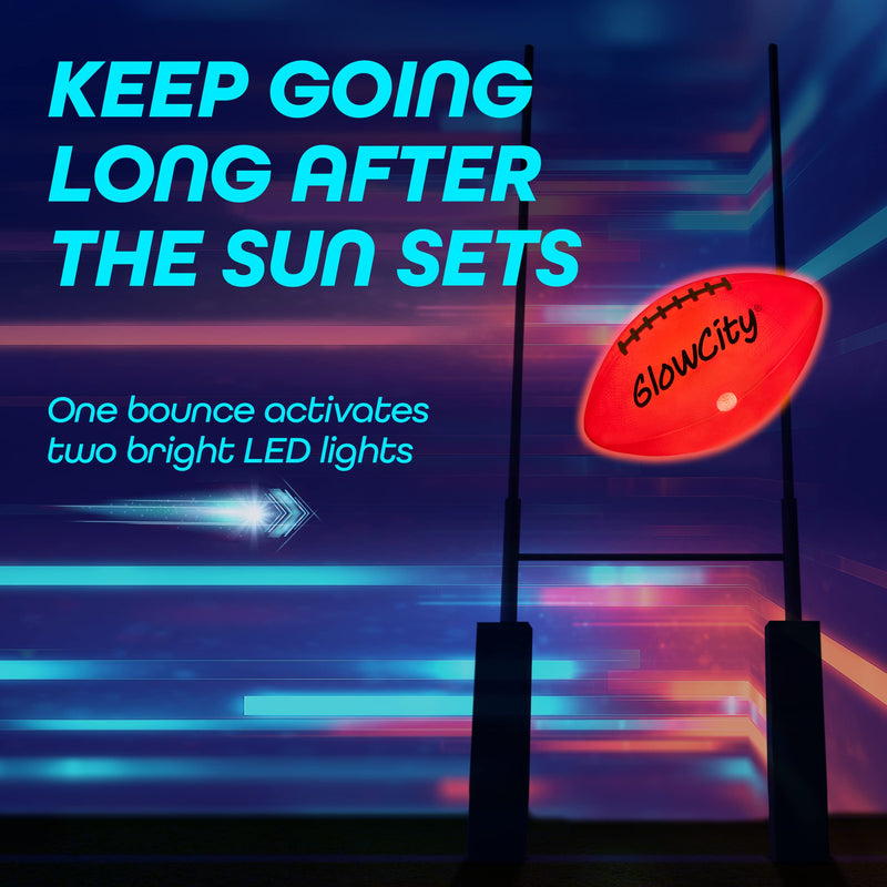 GlowCity Glow in The Dark Football - Light Up LED Ball - Perfect for Evening Play, Camping, and Beach Fun! Adult 10" - BeesActive Australia