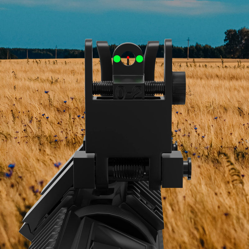 RTMGOB 45 Degree Offset Iron Sights - Canted Flip Up Sights for Picatinny Rail, Fiber Optic Red Dot Front Sight with Adjustment Tool Green Dot Rear Backup Sight Set Rapid Transition - BeesActive Australia