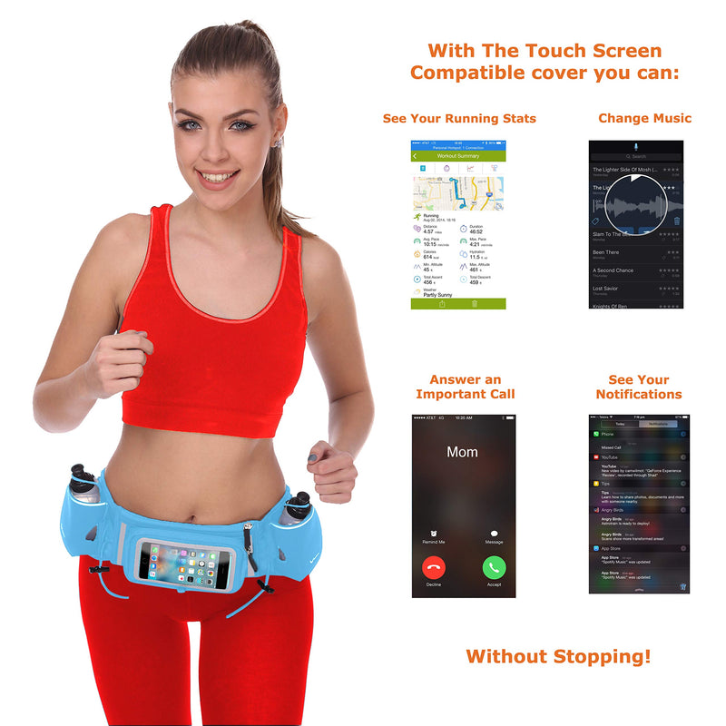 [AUSTRALIA] - [Voted No.1 Hydration Belt] Winners' Running Fuel Belt - Includes Accessories: 2 BPA Free Water Bottles & Runners Ebook - Fits Any iPhone - w/Touchscreen Cover - No Bounce Fit and More! Royal Blue 