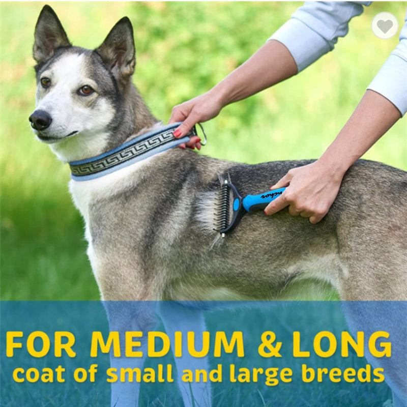 ANCHOR Pet Grooming Brush-Double Sided Shedding and Dematting Undercoat Rake Comb for Dogs and Cats, No More Nasty Shedding or Flying Hair (Blue) Blue - BeesActive Australia