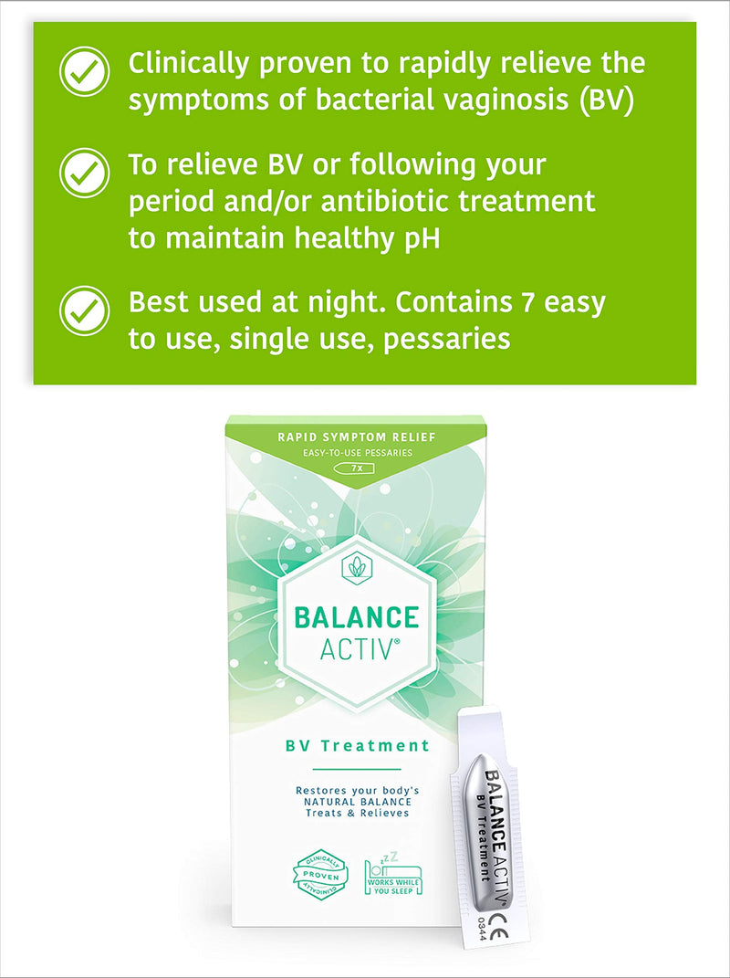 Balance Activ Pessaries | Bacterial Vaginosis Treatment for Women | Works Naturally to Rapidly Relieve Symptoms of Unpleasant Odour, Discomfort & Discharge Odour Associated with BV | 1 Pack 7 Count (Pack of 1) - BeesActive Australia