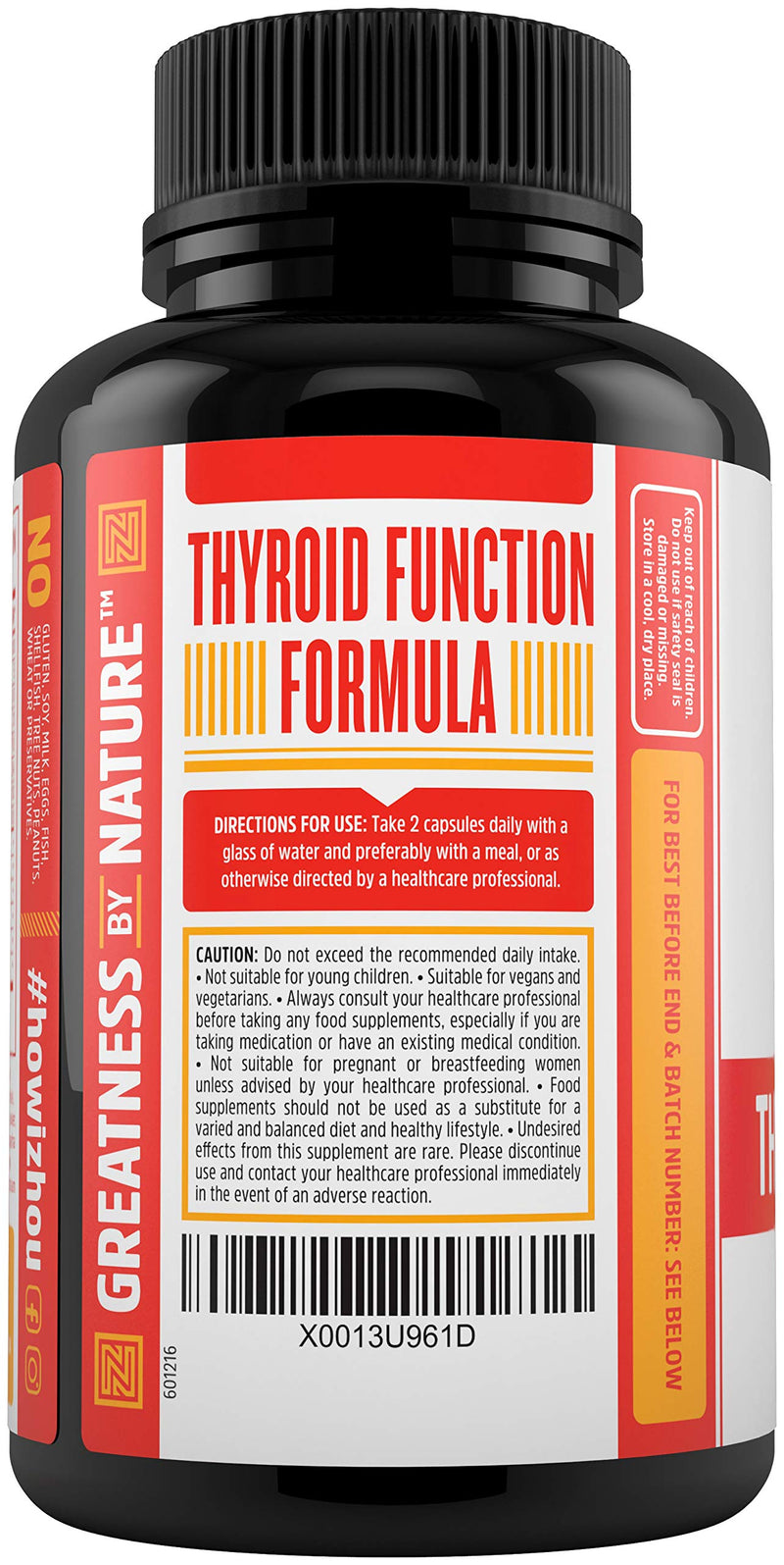 Thyroid Support - Advanced Complex with Iodine, Magnesium, Vitamin B12, L-Tyrosine, Ashwagandha, Schizandra & Cayenne - Contributes to The Reduction of Tiredness & Fatigue - 90 Vegan Capsules - BeesActive Australia