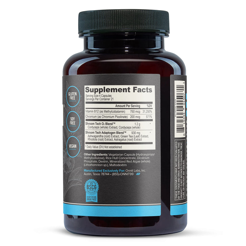 ONNIT Shroom TECH Sport (84ct) | All Natural Pre-Workout Supplement with Ashwagandha, Cordyceps Mushroom, and Rhodiola Rosea 84 Count (Pack of 1) - BeesActive Australia