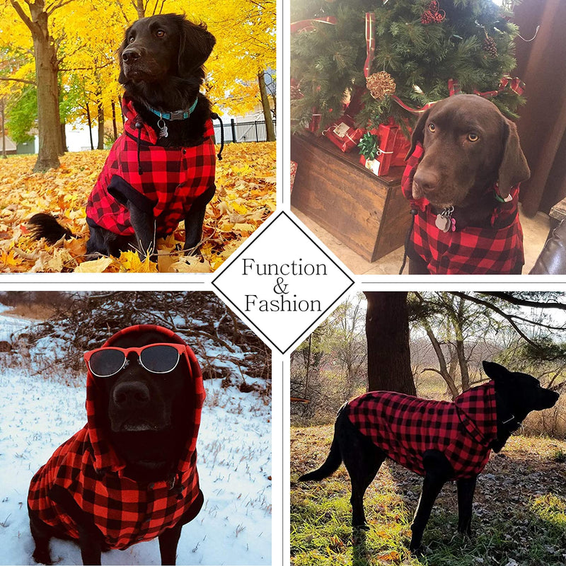 PAWZ Road Dog Coat Plaid Dog Sweater British Style Dog Vest Windproof Dog Jacket Dog Winter Clothes for Small Medium Large Dogs from Size S to 3XLarge XL: (Back Length 21.7" Chest 33.9") Red - BeesActive Australia