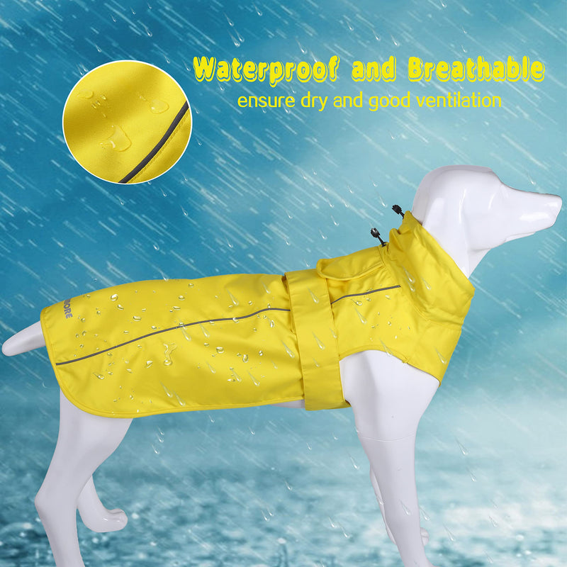 Adjustable Waterproof Dog Raincoat for Dogs,Lightweight Pet Rain Jacket Puppy Clothes with Reflective Strip for Small Medium Large Dogs Yellow - BeesActive Australia