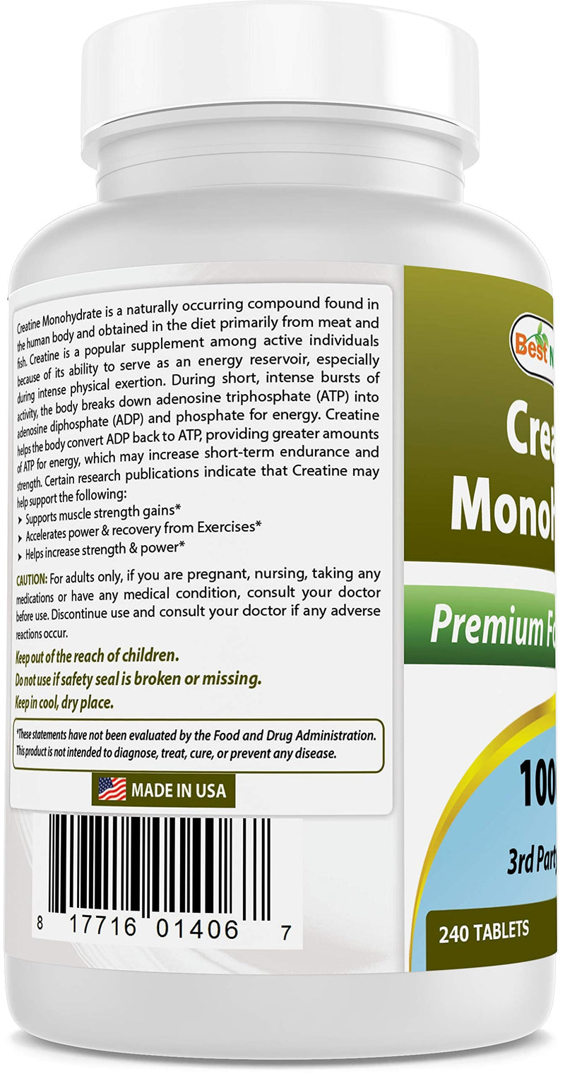 Best Naturals Creatine 1000 mg 240 Tablets - BeesActive Australia