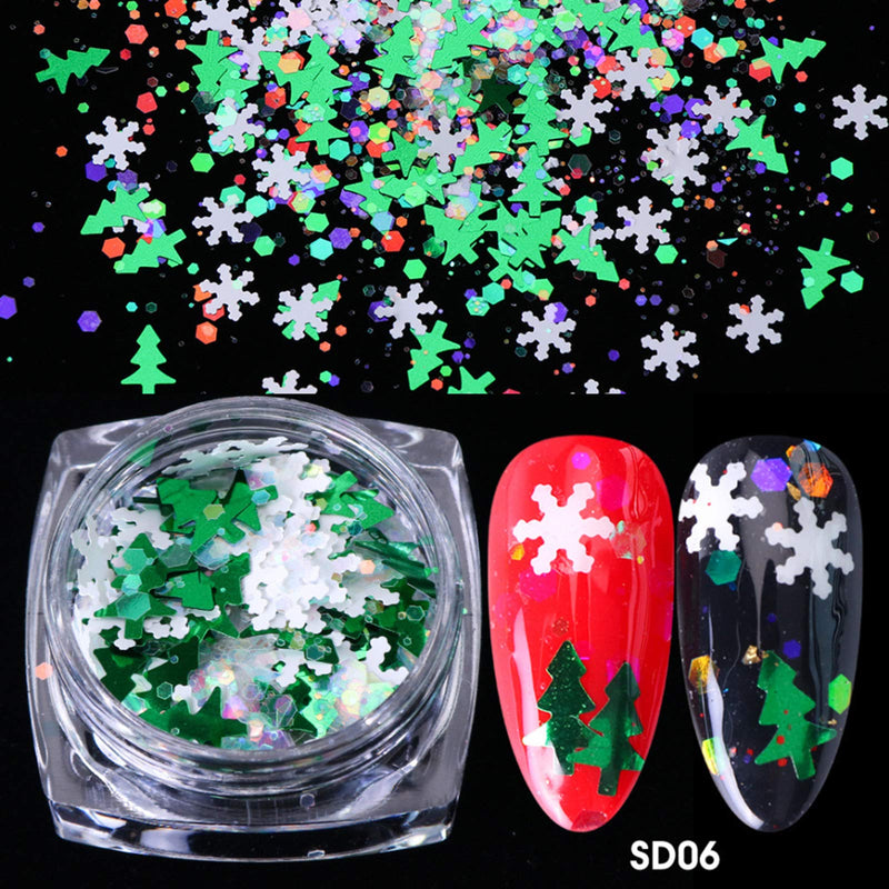 3D Holographic Nail Art Glitter 6 Boxes/Set Sparkly Snowflake Star Nail Sequins Ultra thin Nail Flake Acrylic Resin Paillettes Confetti Face Body Makeup Glitter Nail Decals Women Nail Decoration Kits - BeesActive Australia