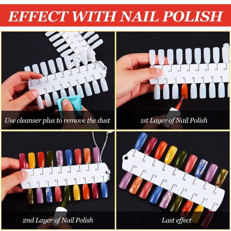 6 Sets 216 Tips Double Layer Nail Color Display Card Plastic Polish Board Nail Tips Display Palette Board with Chain for Nail Art Practice Design Training - BeesActive Australia