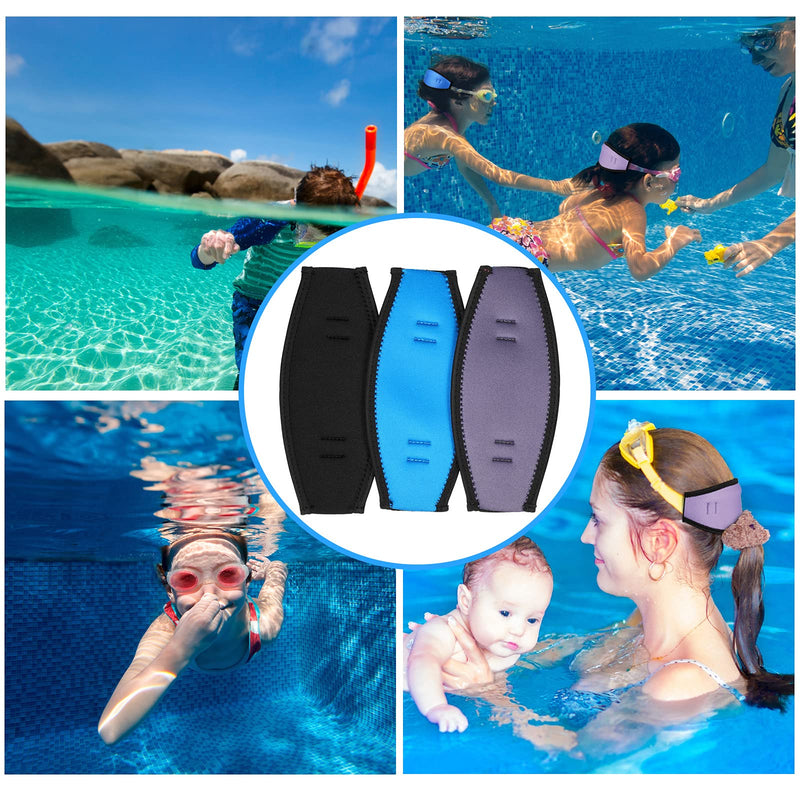 6 Pieces Swimming Mask Strap Cover Diving Mask Strap Cover Waterproof Mask Strap Cover Neoprene Mask Strap for Dive and Snorkel Masks, 3 Colors - BeesActive Australia