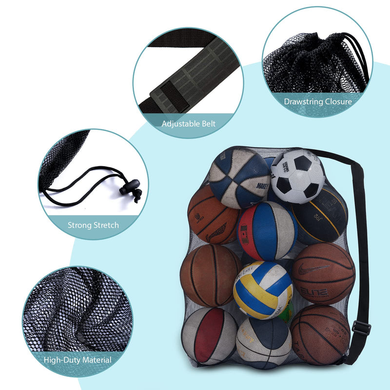 DoGeek Mesh Bag Durable Mesh Drawstring Bag Gym Sports Equipment Bag Large Mesh Net Bag 1PCS - BeesActive Australia