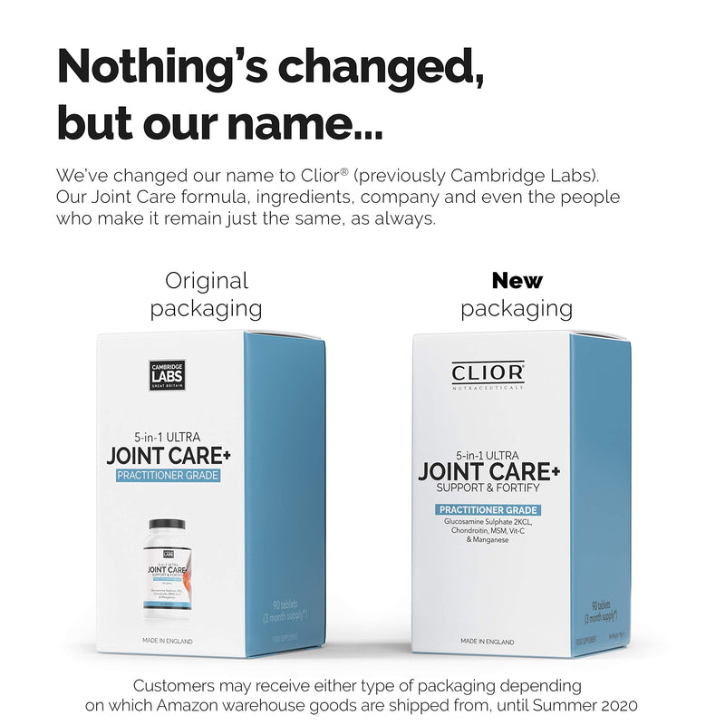 5-in-1 Ultra Joint Care x 90 High Strength Tablets (3 Months Supply) inc. Glucosamine Sulphate 2KCL, Chondroitin, MSM, Manganese, Vitamin C | Practitioner Grade Joint Support by Clior (UK) - BeesActive Australia