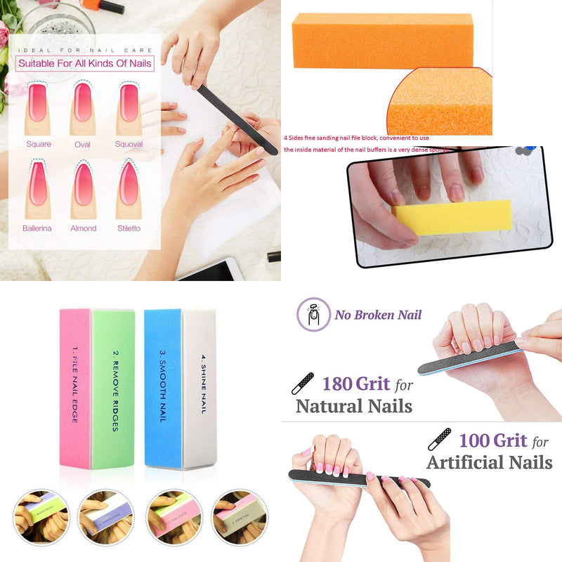 Nail Files and Buffers Calwaylecom Professional Manicure Tools Kit for Nail Grinding Polishing Nail Buffer Block for Nail Art Gel Suit for Home and Salons Use 12PCS in one box - BeesActive Australia