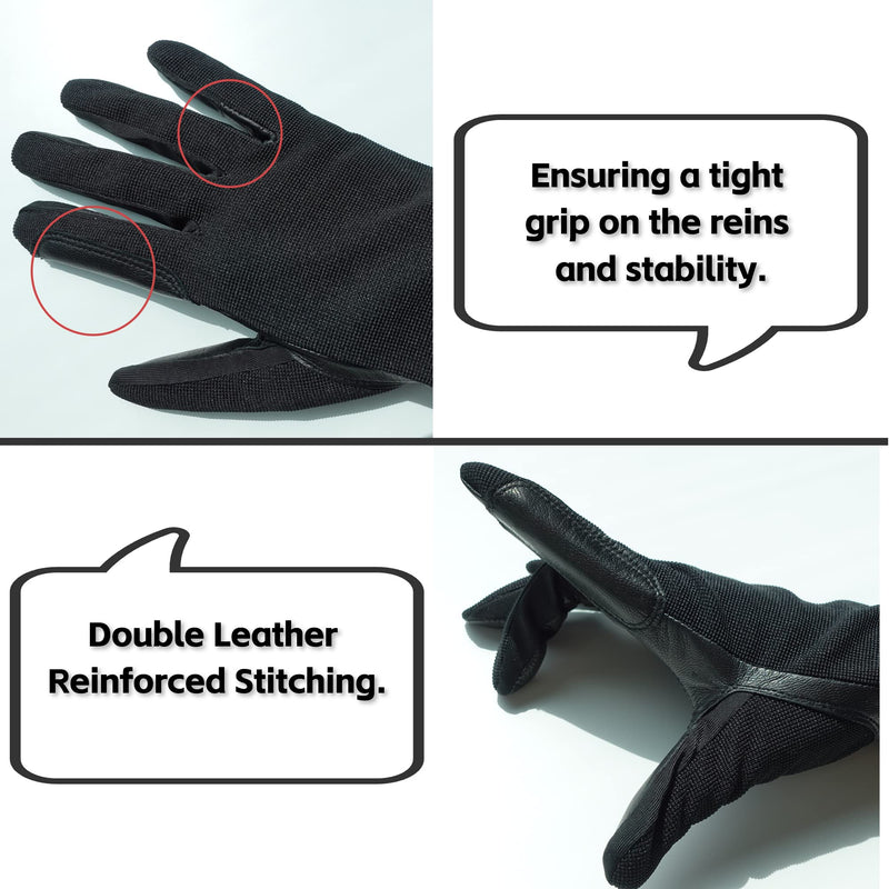 ONNAS 100% Leather Insulated Horse Riding Gloves for Women, Windproof Equestrian Riding Gloves for Ladyies, Breathable Horseback Riding Gloves for Girls Outdoor Cycling Driving Gardening Small Goat Leather Black - BeesActive Australia
