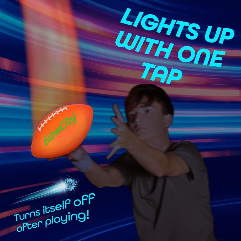 GlowCity Glow in The Dark Football - Light Up LED Ball - Perfect for Evening Play, Camping, and Beach Fun! Adult 10" - BeesActive Australia