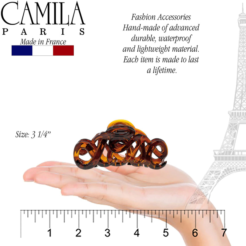 Camila Paris CP1380 French Hair Clip for Women, 3.25 inch Girls Hair Claw Clips Jaw Tortoise Cellulose, Fashion Durable and Styling Hair Accessories for Women, Strong Hold No Slip Grip, Made in France 3.23 Inch (Pack of 1) Brown - BeesActive Australia