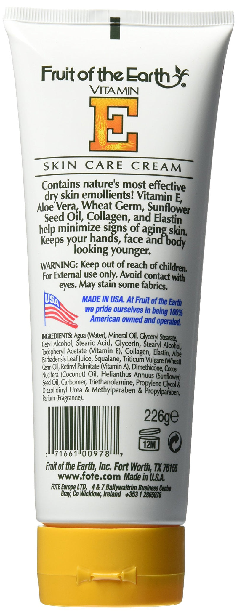 Fruit of the Earth Vitamin-E Cream Tube, 8 Ounce - BeesActive Australia