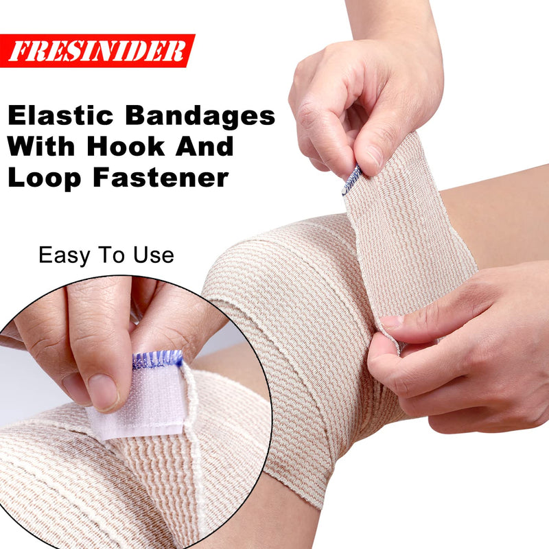 FRESINIDER Premium Elastic Bandage Wrap, 6 Pack 4" Cotton Latex Free Compression Bandage Wrap with Touch Closure at Both Ends, Support & First Aid for Sports, Medical, and Injury Recovery 4" - BeesActive Australia