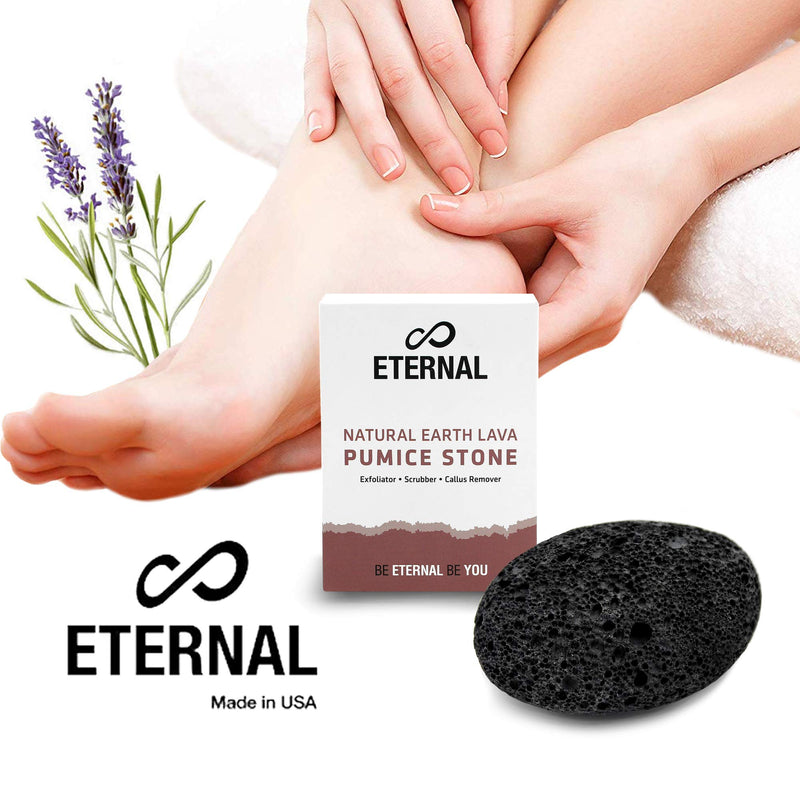Eternal - Natural Earth Lava Pumice Stone - Skin Callus and Corn Remover for Feet, Heels and Palm - Pedicure and Manicure Exfoliation Tool - Foot Peel, Dry Dead Scrubber for Women and Men (Black) - BeesActive Australia