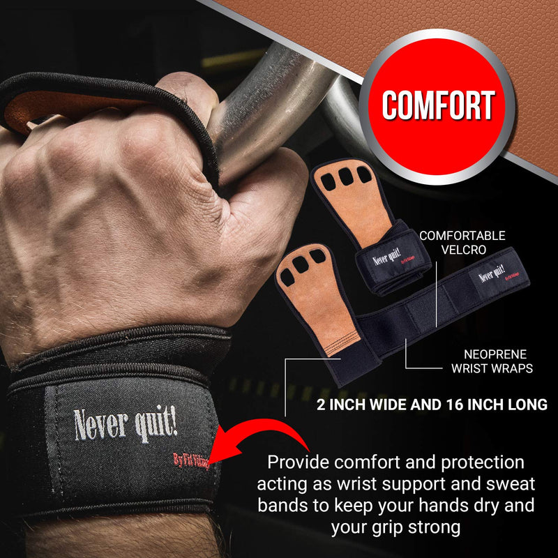 [AUSTRALIA] - Gymnastics Grips - Gloves for Crossfit - Workout Gloves with Wrist Wraps - Weight Lifting Gloves - Gym Gloves for Pull Up - Fitness Hand Grips - Calisthenics Equipment -Fits Men, Women, Girls, Boys Medium Brown - Suede Leather 