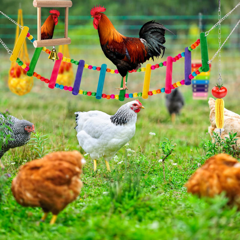 Hipykat 6 Packs Chicken Toys Set - with Chicken Xylophone Toy, Chicken Mirror, Chicken Ladder Bridge, Coop Swing, Vegetable Hanging Chicken Feeder, Chewing Foraging Toys, Accessories for Hens - BeesActive Australia