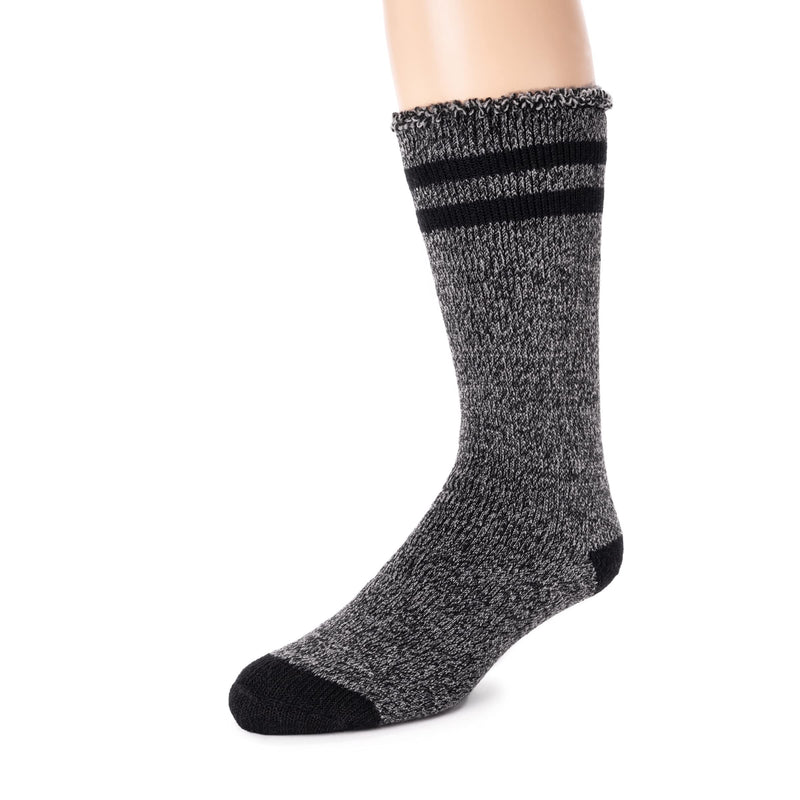 MUK LUKS mens Heat Retainers By Muk Luks® Men's 1-pair Heat Retainer Thermal Insulated Socks One Size Ebony Marl - BeesActive Australia