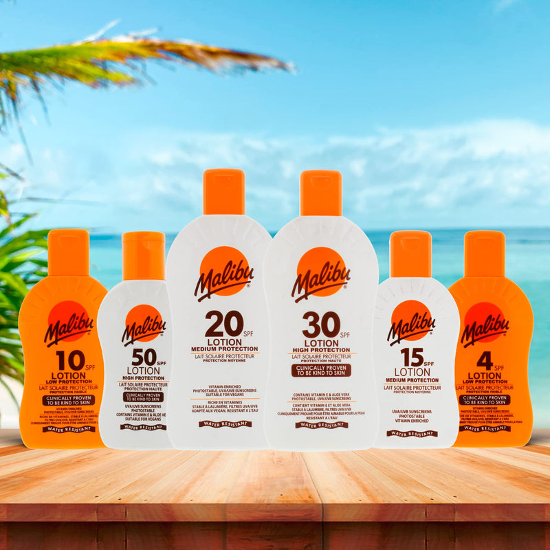 Malibu Sun SPF 4 Lotion, Low Protection Sun Cream, Water Resistant, Vitamin Enriched, 200ml - BeesActive Australia