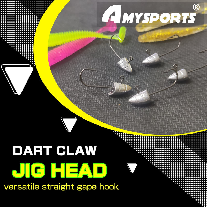 AMYSPORTS Freshwater Sharp Jig Head Hook Saltwater Tackle Jigs Hooks Fishing Bass Trout Jig Head Hook Size1 (1/32oz.) 25 pcs - BeesActive Australia