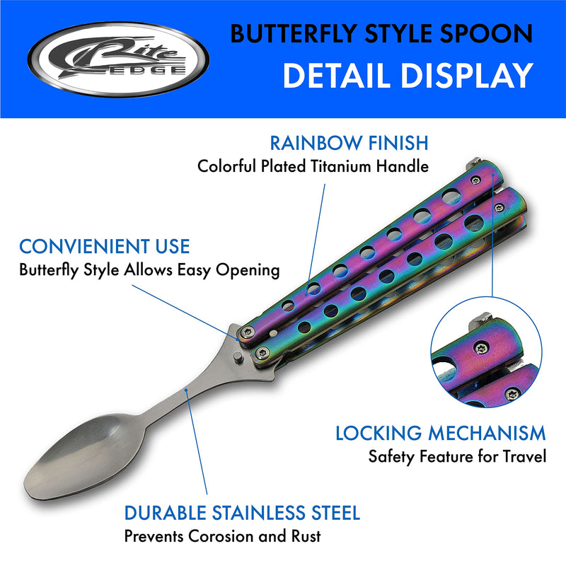 9” Rainbow-Finished Butterfly-Open Styled Travel/Camping Spoon - BeesActive Australia