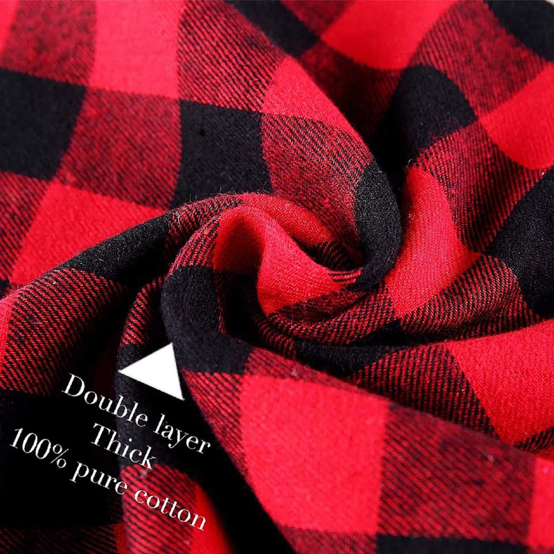 Buffalo Plaid Dog Bandanas 1Pack, Thanksgiving Christmas Red Plaid Dog Bandanas Scarf Triangle Bibs Kerchief Flannel Thicken Cotton Bandana for Small Medium Large Dogs and Cats - BeesActive Australia