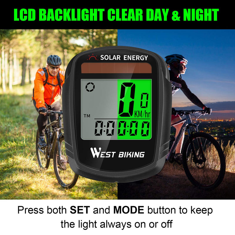 ICOCOPRO Bike Computer with Solar Energy Bicycle Speedometer and Odometer Wireless Waterproof Cycling Computer LCD Backlight Automatic Wake-up & Multi-Functions - BeesActive Australia