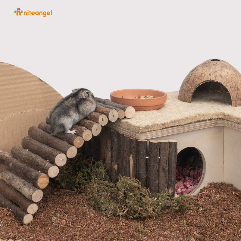 Niteangel Wooden Ladder Bridge, Hamster Mouse Rat Rodents Toy, Small Animal Chew Toy 8.4'' x 3.9'' (2 Packs) - BeesActive Australia