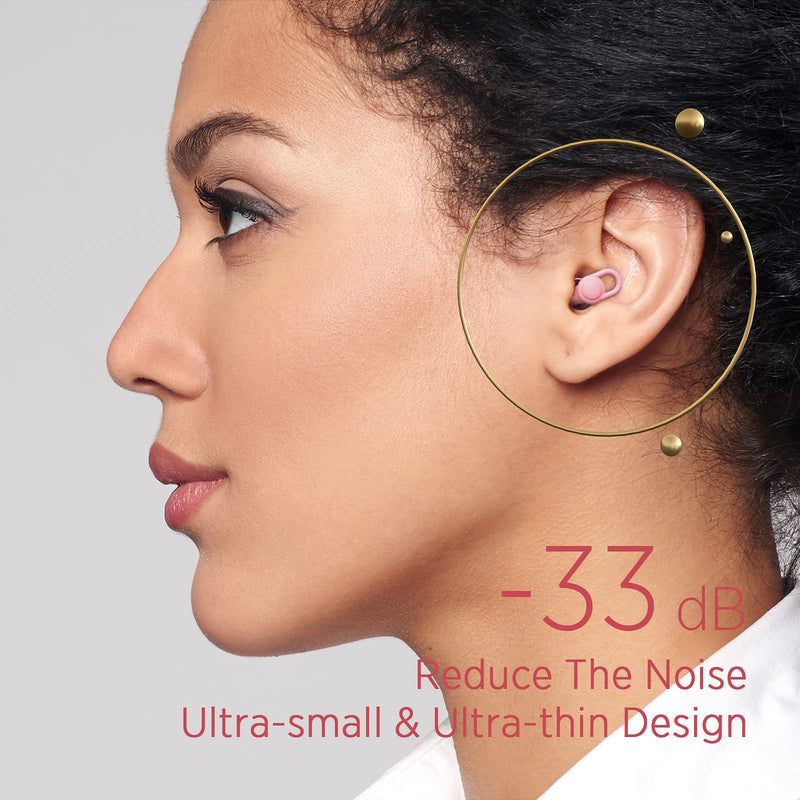 Silicone Ear Plugs for Noise Reduction - Reusable Soft Comfortable Earplugs for Sleeping,Noise Sensitivity & Flights -16 Ear Tips in XS/S/M/L, with 2 Travel Boxes - 33dB Noise Cancelling(Pink) Pink - BeesActive Australia