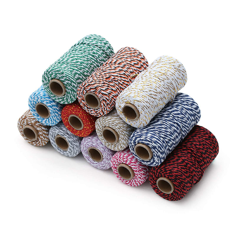 1 Roll 2mm 109 Yard Colourful Cotton Cord Bakers Twine DIY Crafts Gift Wrapping Christmas Wedding Home Decor String Rope (Dark Purple+White) Dark Purple+white - BeesActive Australia