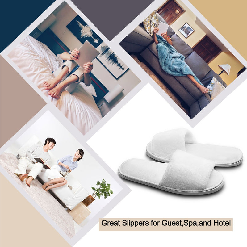 echoapple 5 Pairs of Deluxe Open Toe White Slippers for Spa, Party Guest, Hotel and Travel (Medium, White-5 Pairs) 5.5-8.5 Women/5-7 Men - BeesActive Australia