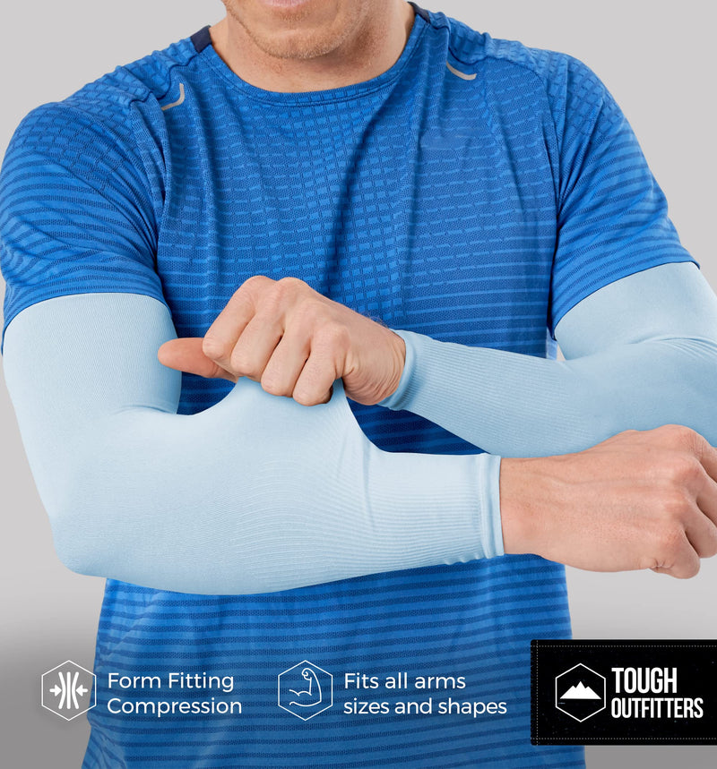UV Sun Protection Arm Sleeves for Men & Women - UPF 50 Sports Compression Cooling Sleeve - Skin Cancer Foundation Recommended Aqua - 1 Pair - BeesActive Australia