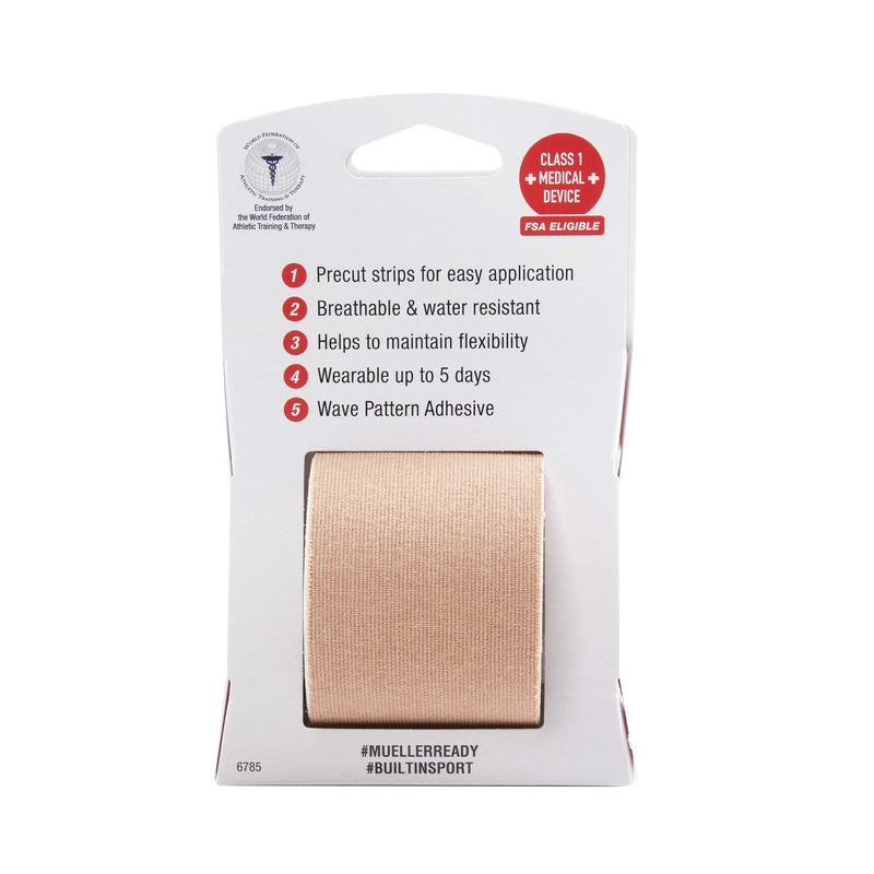 Mueller Sports Medicine Typhoon Kinesiology Therapeutic Tape, Pre-Cut I-Strips, Beige, 20 Count - BeesActive Australia