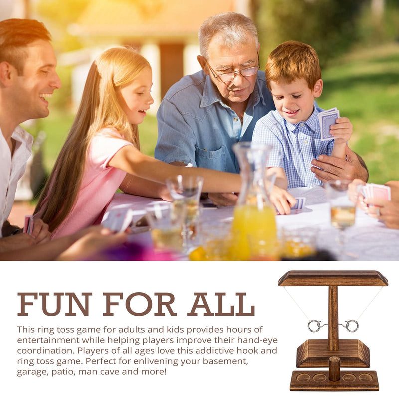 DreamToyz Ring Toss Game, Ring Toss with Shot Ladder, Fun Hook and Ring Game, Handmade Wooden Interactive Game for Home, Party, Him & Her, Brown 9.7" X 9" Median - BeesActive Australia